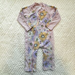 Caden Lane Baby Girls Floral Zip Rash Guard One Piece Swimsuit 6-12M